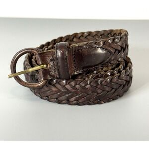 Vintage Woven Genuine‎ Leather Belt Leather Buckle Brown Men's Size 40 Guatemala